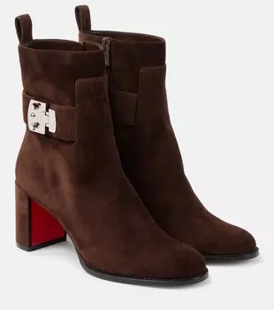 Ботинки Booty Lock 70 на шнуровке из замши Christian Louboutin, Cosme