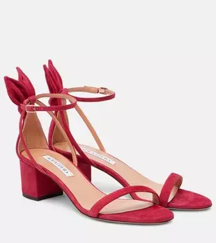 Ботинки Bow Tie 50 из замши Aquazzura, Pomegranate