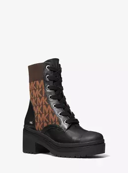 Ботинки Brea из кожи и жаккардового цвета с логотипом Michael Kors, черный