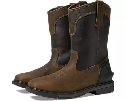 Ботинки Carhartt Montana Waterproof 11" Steel Square Toe Wellington, цвет Brown Oil Leather/Dark Green Leather Shaft