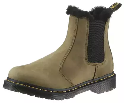 Ботинки челси DR. MARTENS "2976 Leonore", без шнуровки, с эластичной вставкой, оливковый