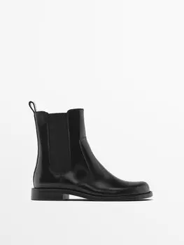 Ботинки челси на плоской подошве Massimo Dutti, черный