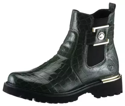 Ботинки челси Remonte, блочный каблук, ботинки, ботильоны с практичной внутренней молнией, зеленый