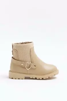 Ботинки челси с ремешком в форме сердечка для девочек River Island, коричневый