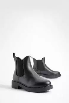 Ботинки челси с широкой посадкой и вкладками boohoo, черный