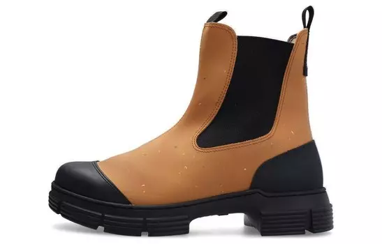 Ботинки Челси женские коричневый черный Ganni