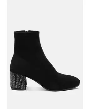 Ботинки Chena на блочном каблуке, украшенные стразами Rag & Co, черный