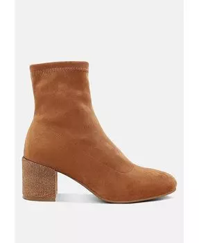 Ботинки Chena на блочном каблуке, украшенные стразами Rag & Co, коричневый/бежевый