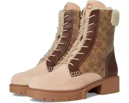 Ботинки COACH Leighton Signature Shearling Bootie, цвет Tan/Pale Blush