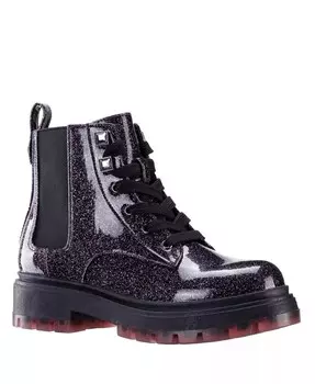 Ботинки Colette с блестками и молнией на шнуровке для маленьких девочек Nina, черный
