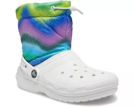 Ботинки Crocs Classic Lined Neo Puff Boot, цвет White/Multi Spray Dye