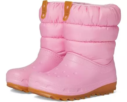 Ботинки Crocs Kids Classic Neo Puff Boot, цвет Pink Tweed/Gum
