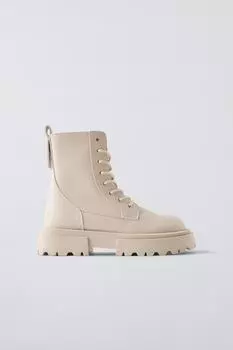 Ботинки цвета экрю ZARA, экрю белый