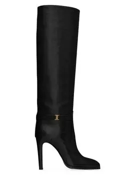 Ботинки Diane из зерненой кожи Saint Laurent, черный