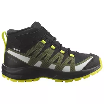 Ботинки для прогулки Salomon Kid's XA Pro V8 Mid CSWP, цвет Black/Deep Lichen Green/Safety Yellow