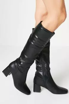 Ботинки до колена Jenni на среднем блочном каблуке с острым носком Oasis, черный