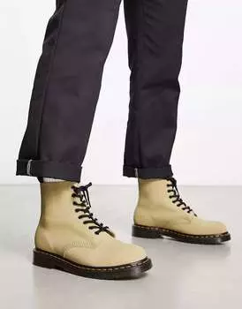 Ботинки Dr Martens 1460 Pascal с 8 люверсами из бледно-оливковой замши