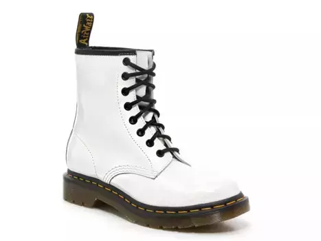 Ботинки Dr. Martens 1460 — женские, белая лакированная кожа