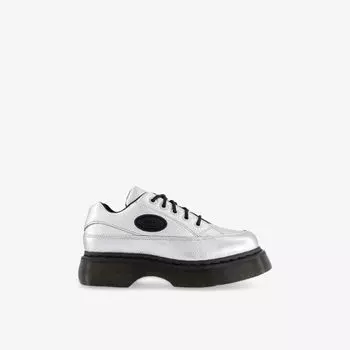 Ботинки Dr. Martens Buzz с 5 люверсами из металлизированной кожи, серебряный