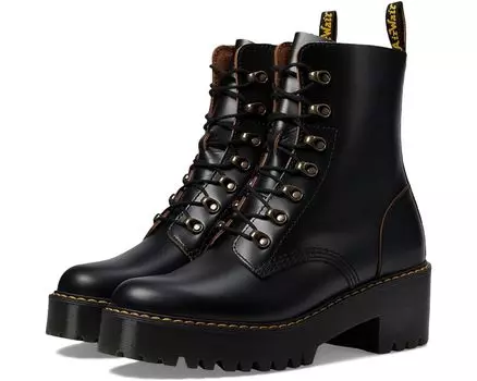 Ботинки Dr. Martens Leona 7 Hook, цвет Black Vintage Smooth