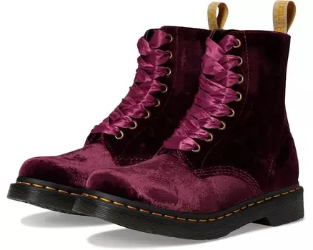 Ботинки Dr. Martens Vegan 1460 Pascal Velvet Lace-Up Boots, цвет Cherry Red