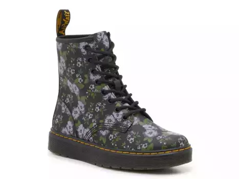 Ботинки Dr. Martens Zavala - женские, цвет черный/фиолетовый/зеленый с цветочным принтом