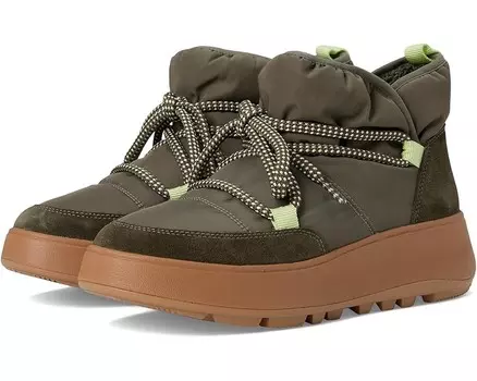 Ботинки FitFlop F-Mode Water-Resistant Fleece-Lined Mesh Flatform Laced Booties, цвет Deep Olive