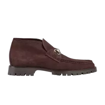 Ботинки Gucci Ankle Boot Horsebit Dark Brown Suede, коричневый