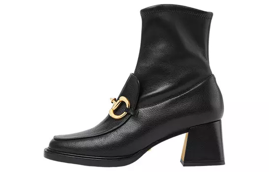 Ботинки Gucci Horsebit-detail, черный