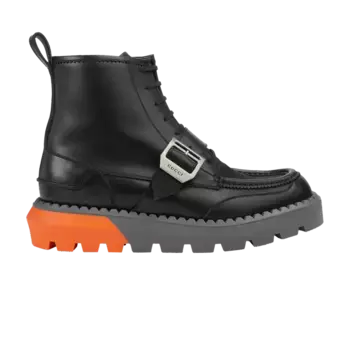 Ботинки Gucci Lace Up Boot Buckle - Black Orange, черный