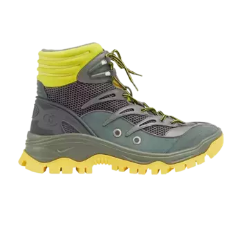 Ботинки Gucci Lace Up Boot Grey Dark Green Yellow, серый