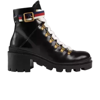 Ботинки Gucci Wmns Sylvie Web 55mm Ankle Boot Black Mystic White Red, черный