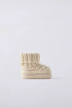 Ботинки из хлопка ZARA, экрю белый