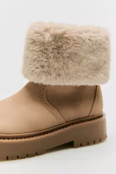 Ботинки из искусственного меха ZARA, бежевый
