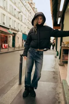 Ботинки из искусственного меха ZARA, черный