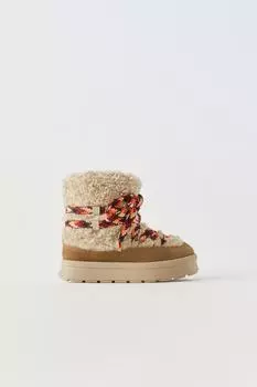 Ботинки из искусственной дучи ZARA, песочно-коричневый