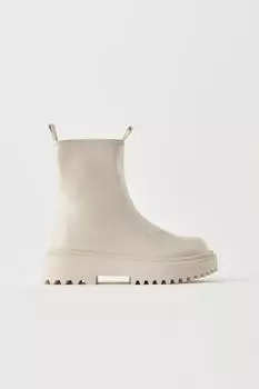 Ботинки из искусственной лакированной отделки стрейч ZARA, экрю-белый