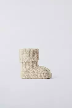 Ботинки из кашемира ZARA, экрю белый
