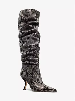 Ботинки из кожи с тиснением под змею Luna Michael Kors, серый
