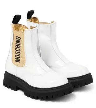 Ботинки из лакированной кожи с логотипом Moschino, разноцветный