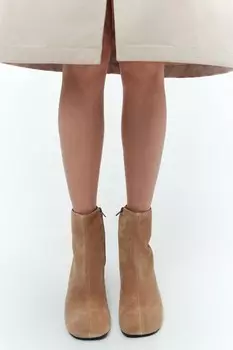 Ботинки из расколотой замши ZARA, бежевый