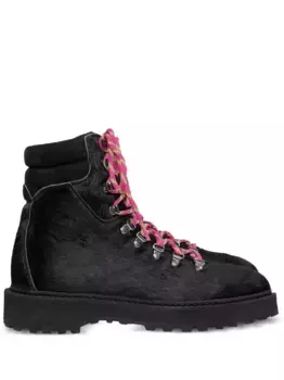 Ботинки из телячьей шерсти на шнуровке Diemme, черный