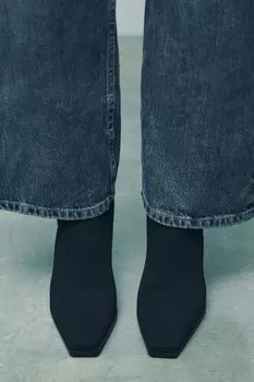 Ботинки из ткани на каблуке ZARA, черный