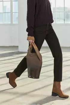 Ботинки из замши с отстрочкой ZARA, бежевый