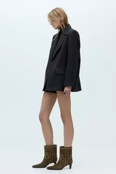 Ботинки из замши с заклепками ZARA, коричневый