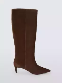 Ботинки John Lewis Scarlette Suede Kitten Heel Pull On Knee, цвет chocolate