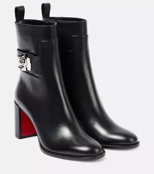 Ботинки кожаные на щиколотку Booty Lock 70 Christian Louboutin, черный