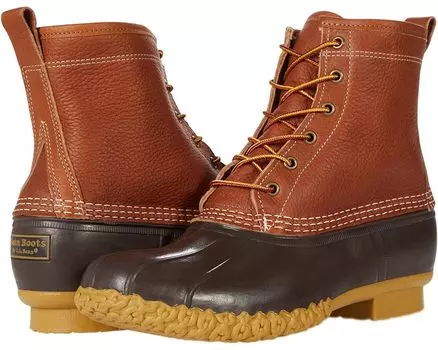 Ботинки L.L.Bean Bean 8" Tumbled Leather Primaloft Shearling Lined, цвет Tan/Bean Boot Brown/Gum
