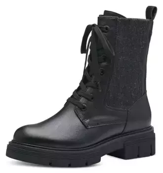 Ботинки MARCO TOZZI на шнуровке с широкой эластичной вставкой, черный