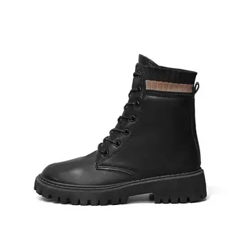 Ботинки Martin Boot женские Komanic, цвет Black Fleece-Lined